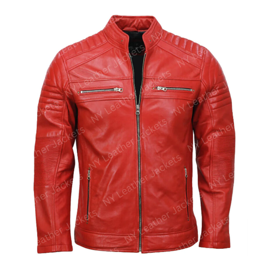 Cafe Racer Red Leather Jacket