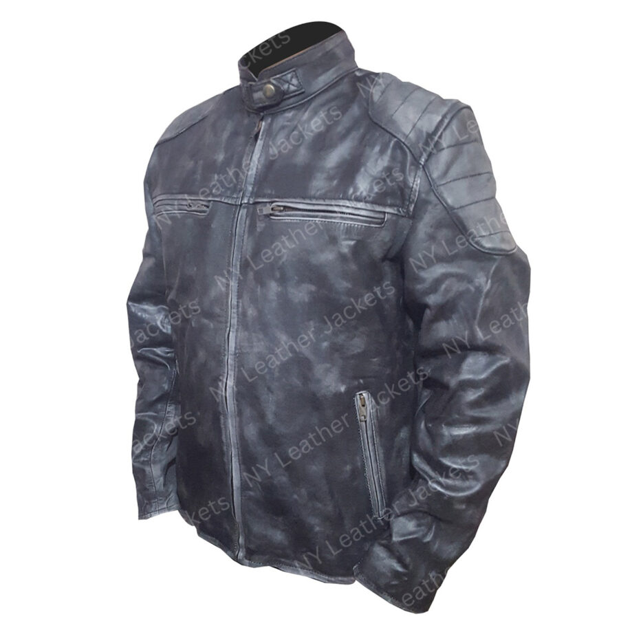 Men’s Cafe Racer Hooligan Leather Biker Jacket - Image 3