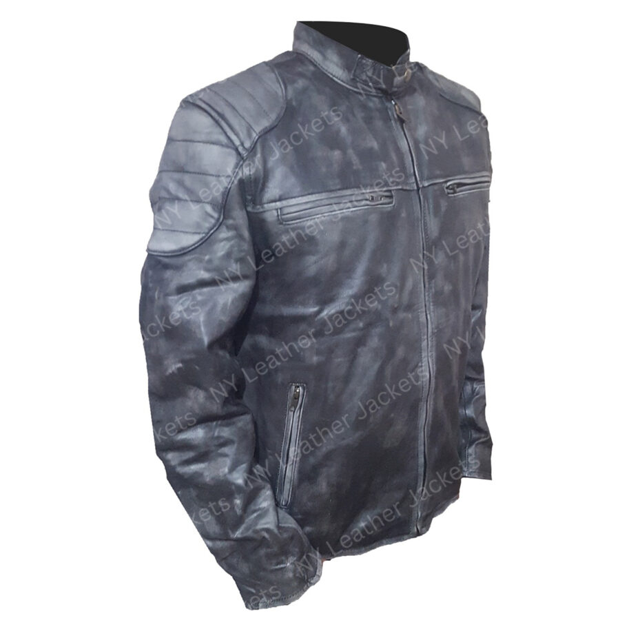 Men’s Cafe Racer Hooligan Leather Biker Jacket - Image 4