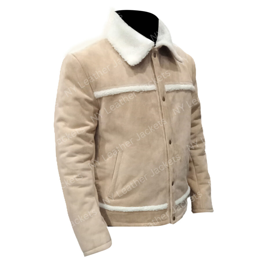 Fur Collar Mens Suede Leather Jacket - Image 3