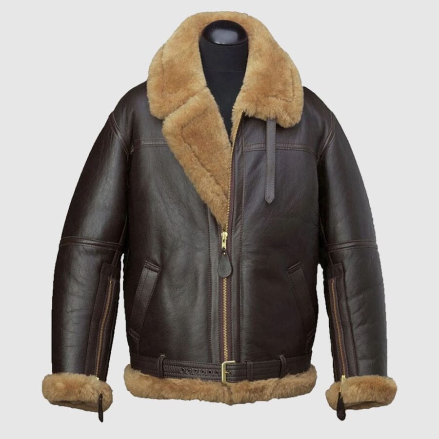 Aquaman Arthur Curry Brown Shearling Fur Aviator Jacket