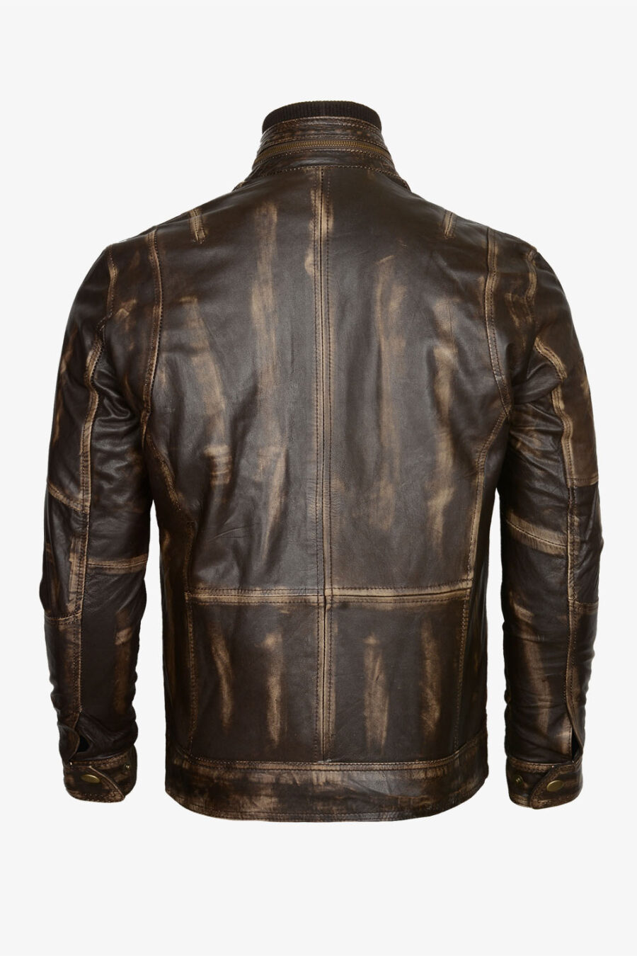 Retro Zipper Leather Jacket - Image 4