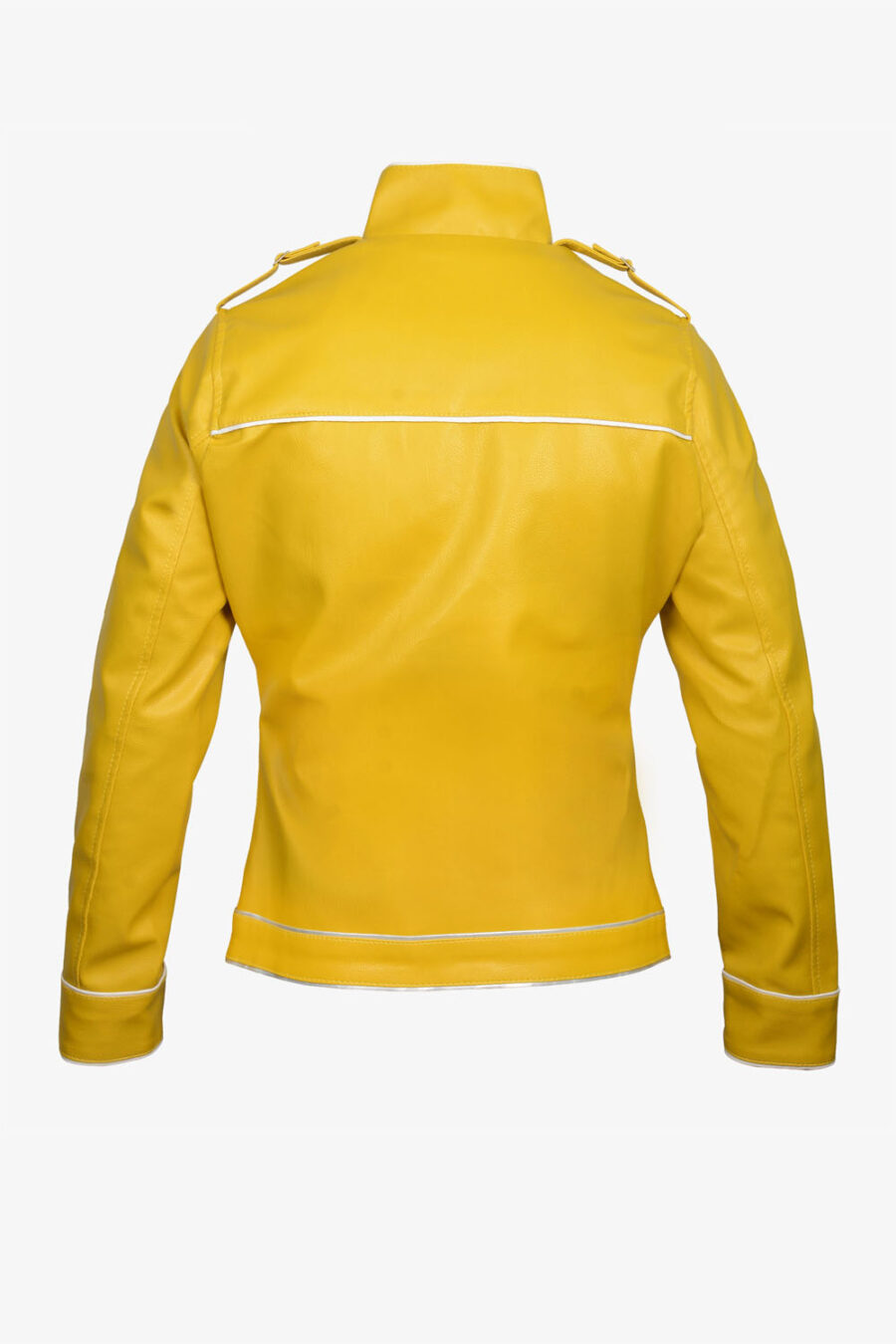 Women Yellow Leather Jacket - Image 4