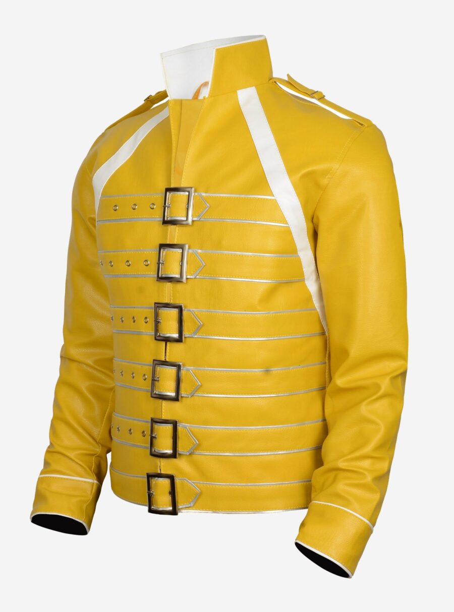 Yellow Men Leather Jacket