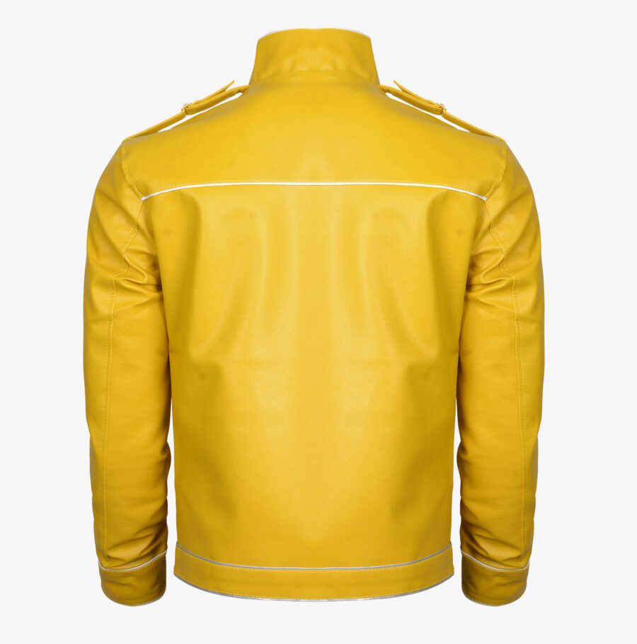 Yellow Men Leather Jacket - Image 4