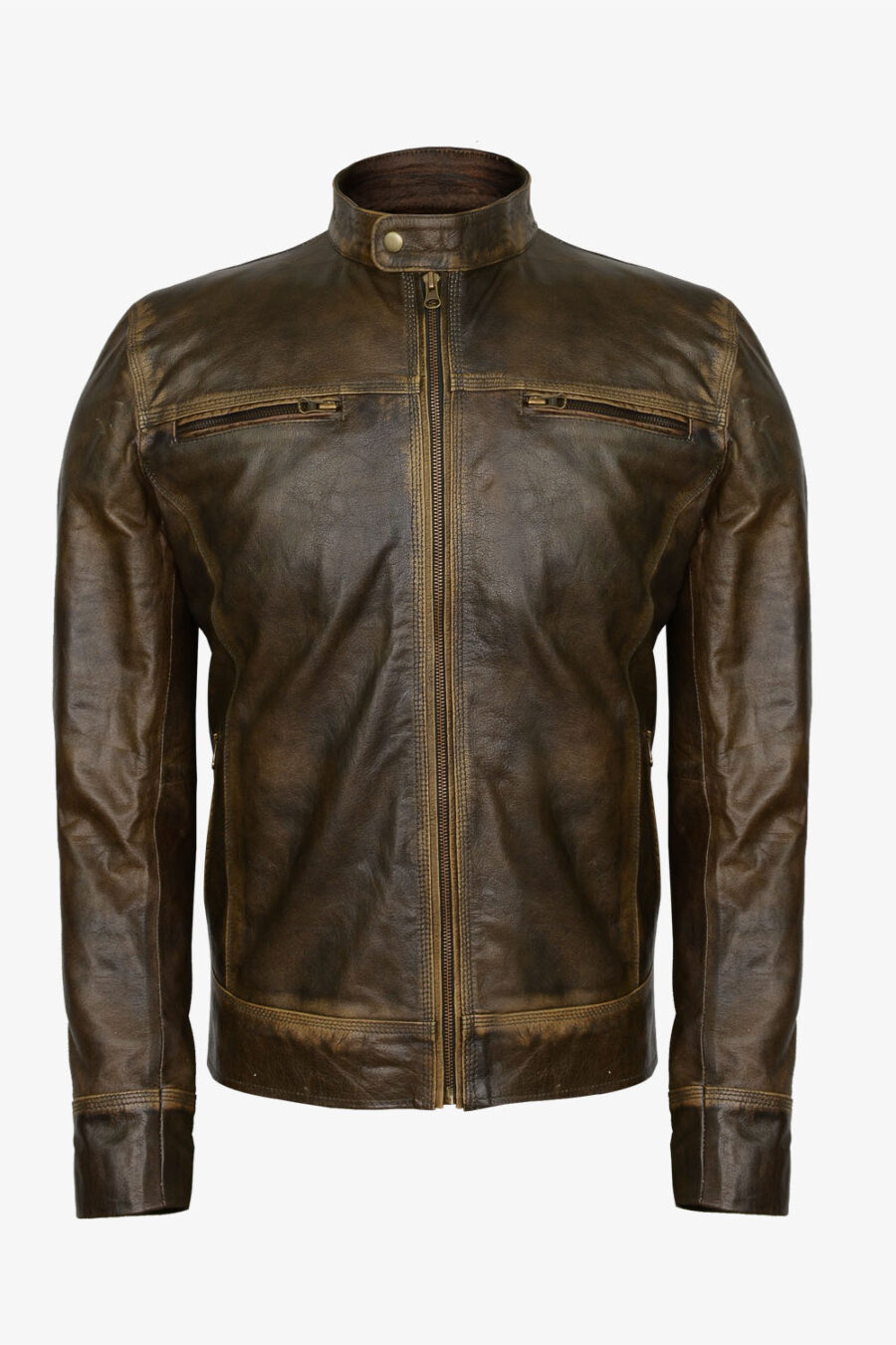 Distressed Cafe Racer Jacket - Image 5