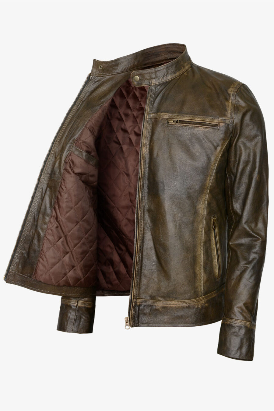 Distressed Cafe Racer Jacket - Image 6