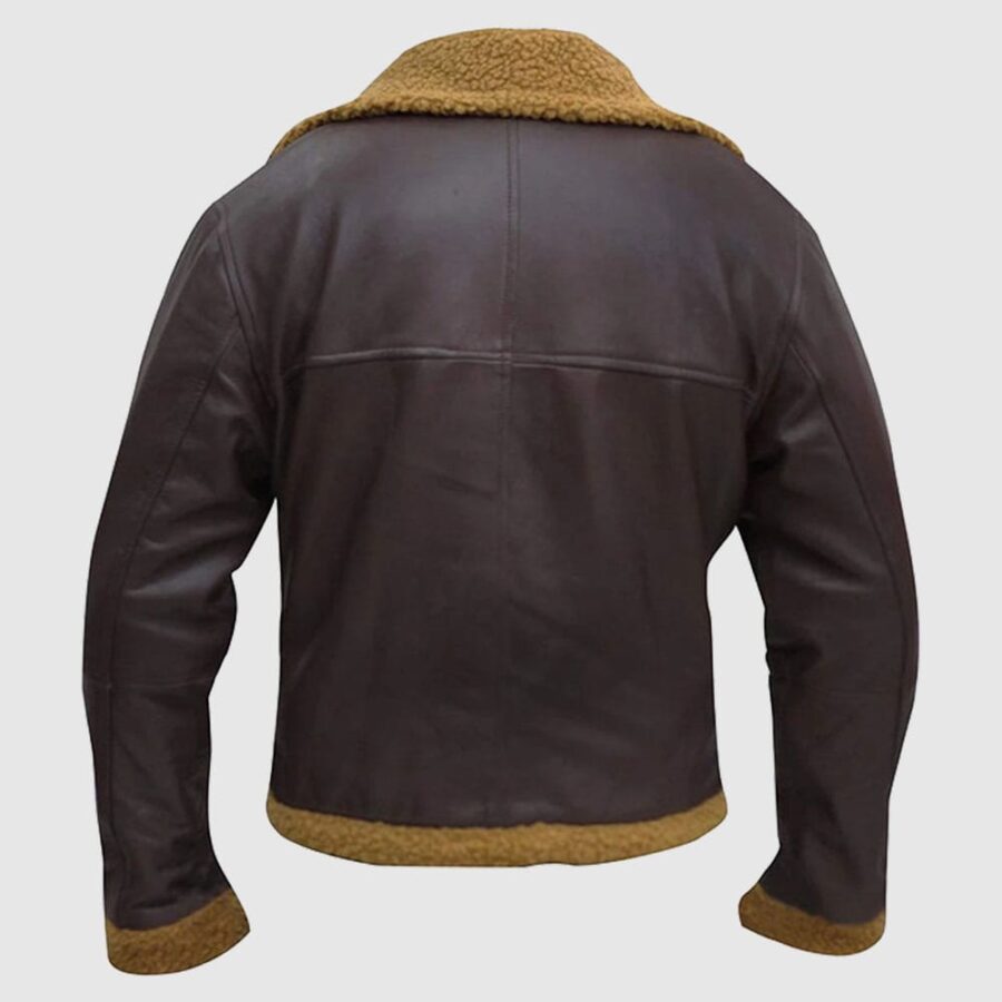 Men Flying Aviator Shearling Fur B3 Bomber Leather Jacket - Image 2