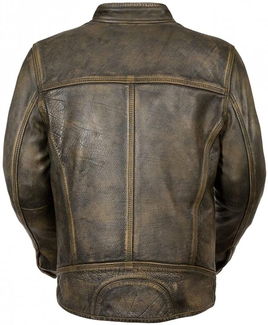 Mens Cafe Racer Retro Biker Jacket - Image 2