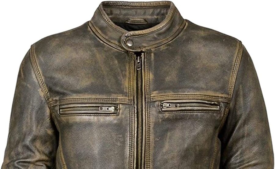 Mens Cafe Racer Retro Biker Jacket - Image 3