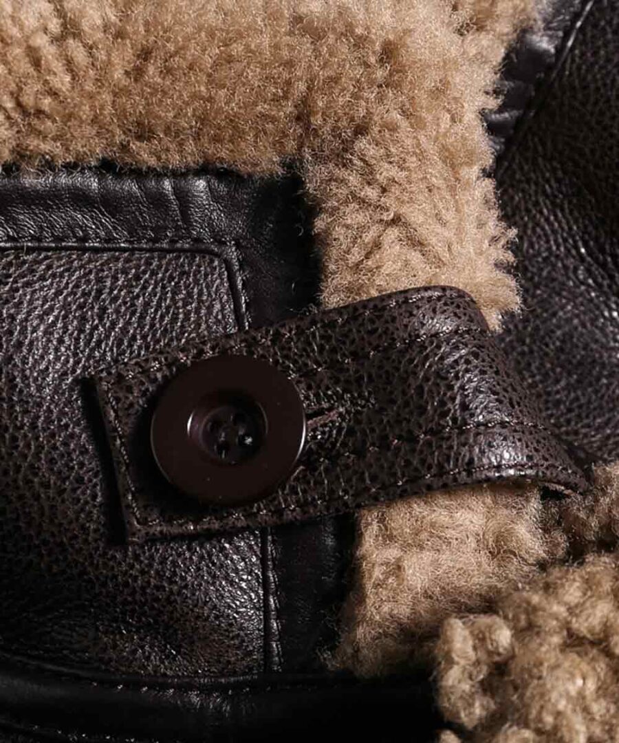 Mens Shearling Fur Dark Brown Jacket - Image 3