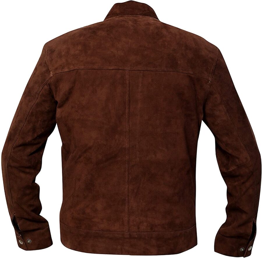 Mens Slim Fit Coffee Brown Suede Leather Jacket - Image 2