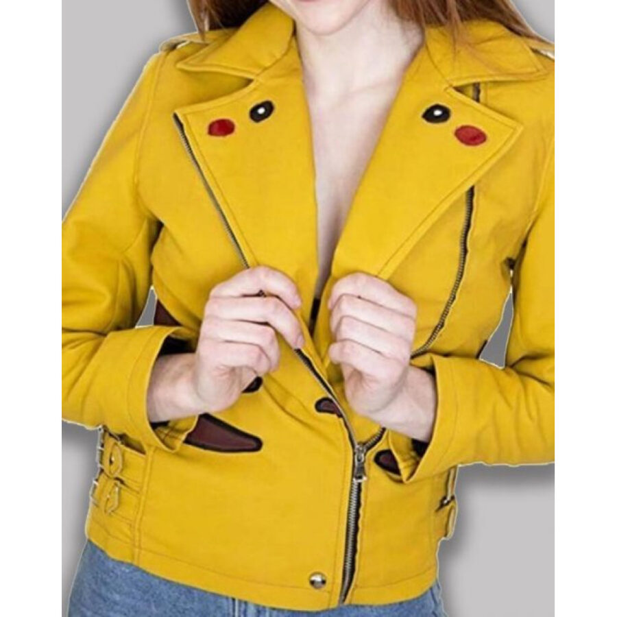 Pikachu Pokemon Yellow Leather Jacket