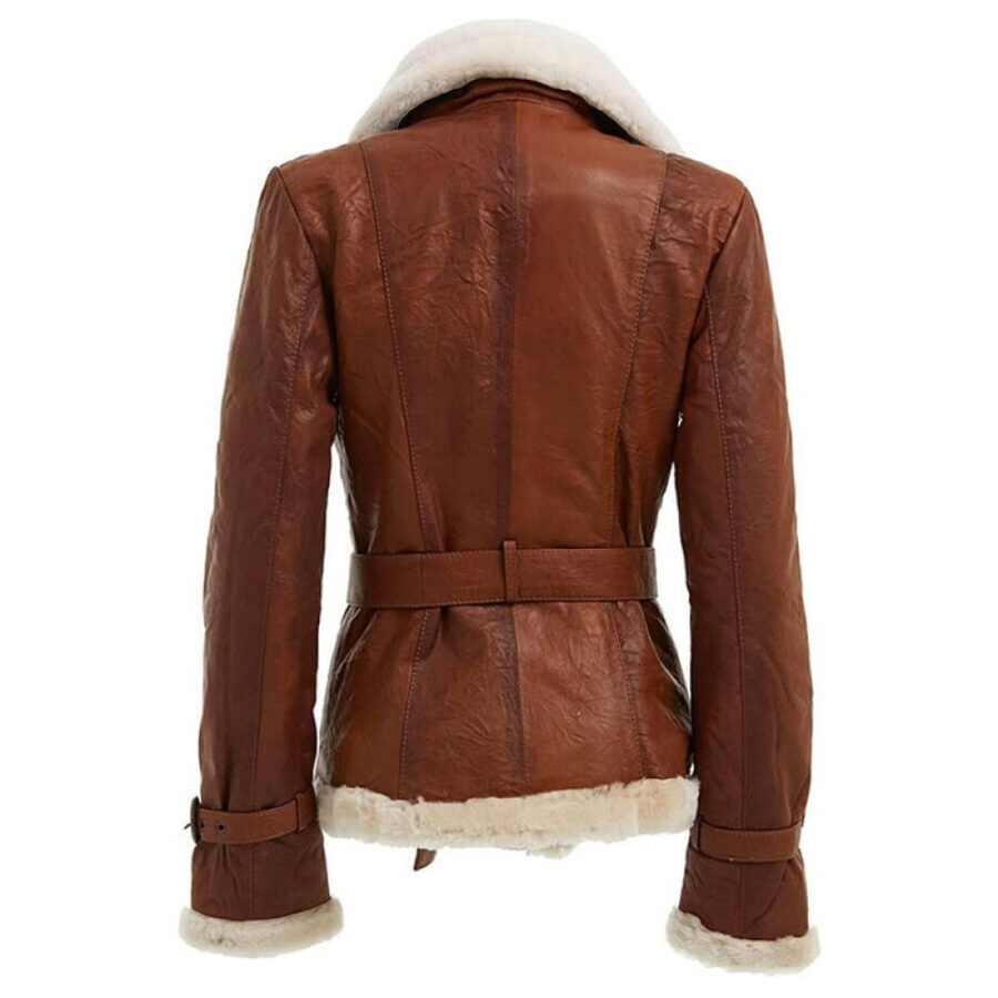 Womens Shearling Brown Jacket - Image 2