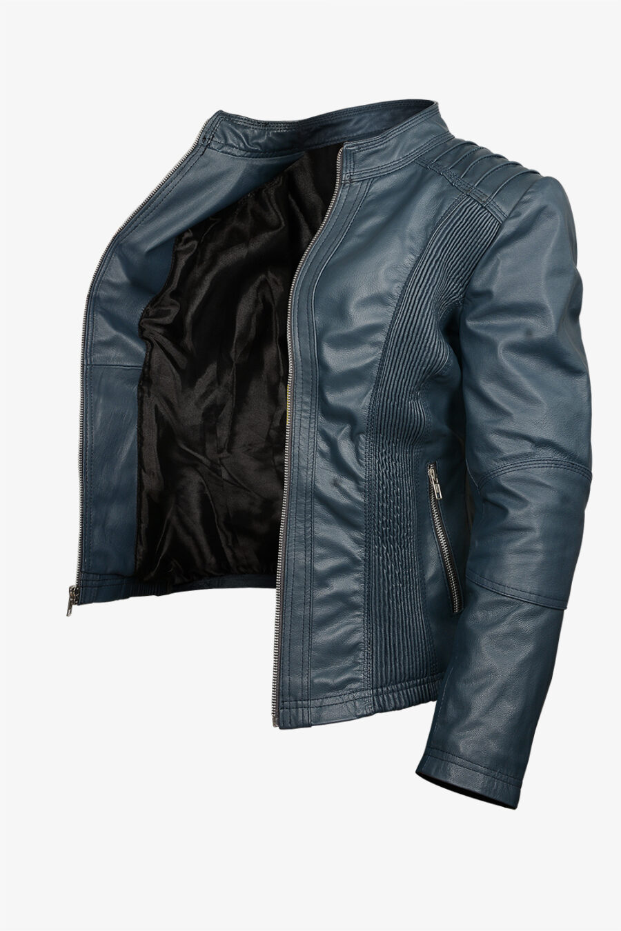 Women Slimfit Biker Leather Jacket - Image 2