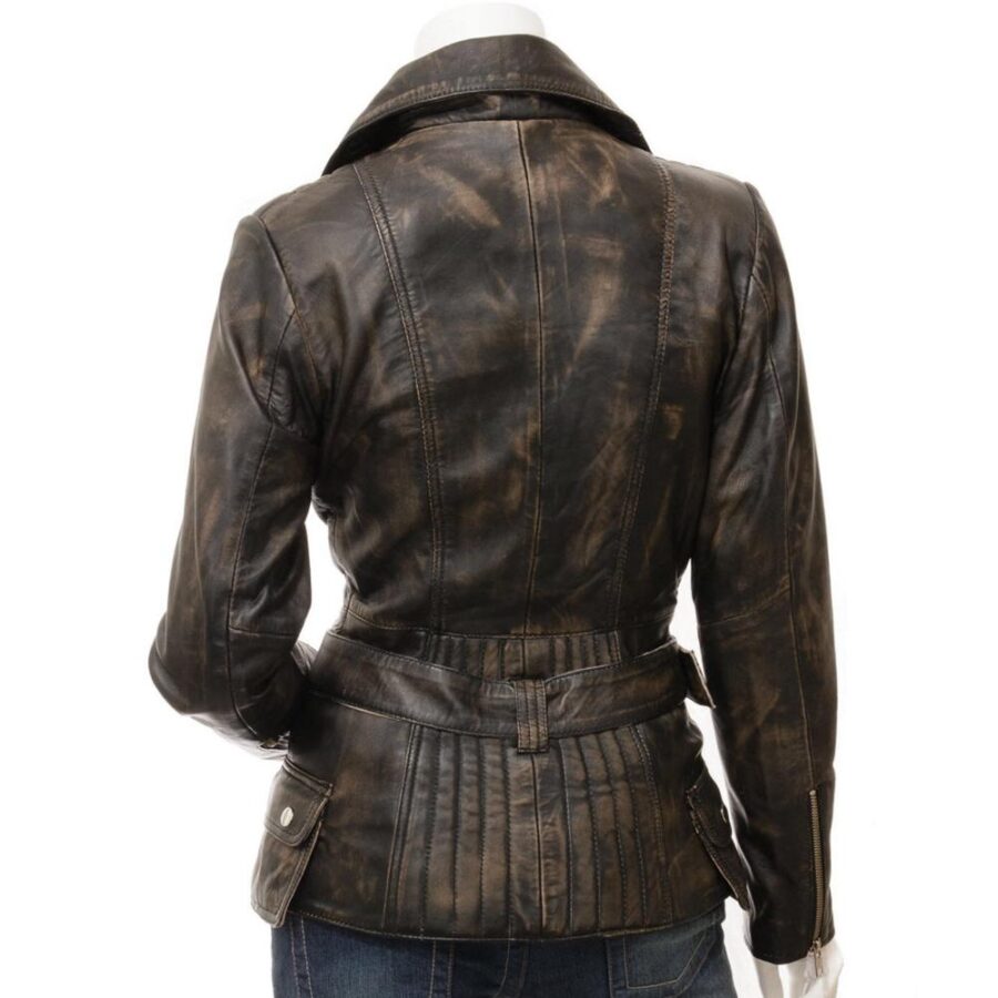 Gothic Vintage Distressed Brown Leather Coat - Image 3