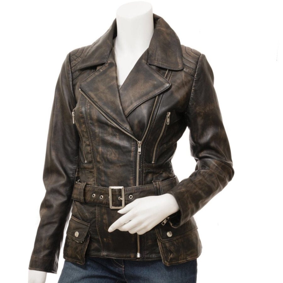 Gothic Vintage Distressed Brown Leather Coat