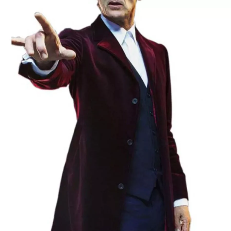 Notch Lapel Velvet Maroon Coat - Image 2