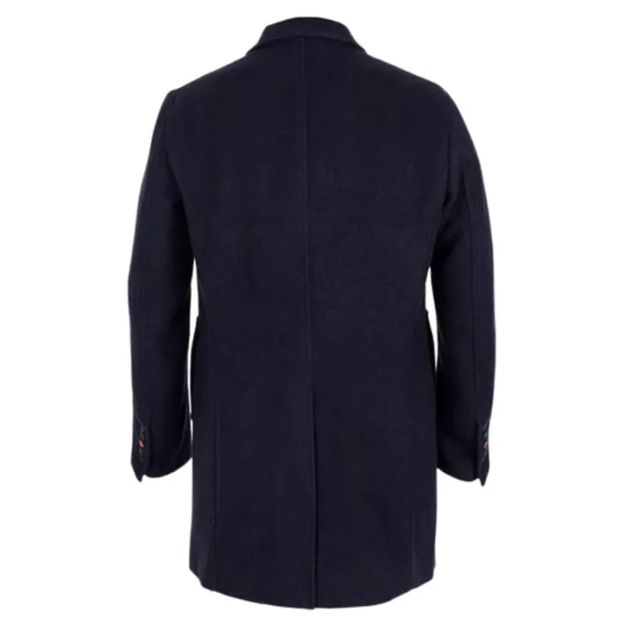 Notch Lapel Wool Navy Blue Coat - Image 3