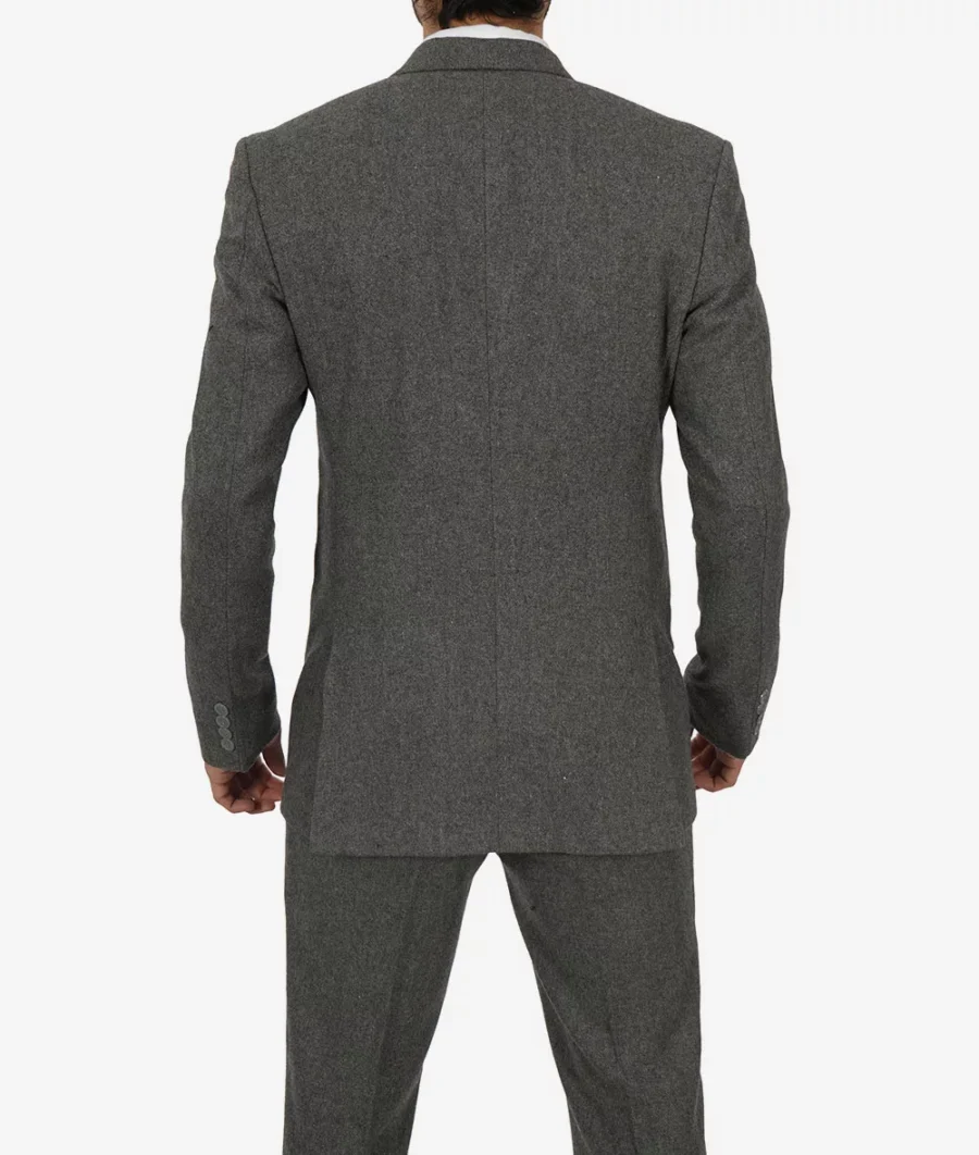 Two Button Gangster Grey 3 Piece Suit - Image 6