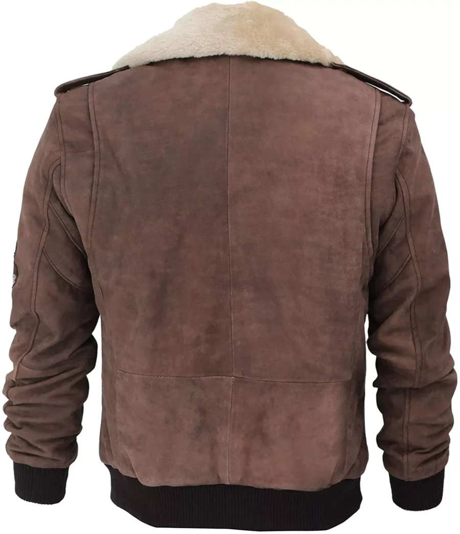 Mens Real Leather B2 Bomber Flight Suede Jacket - Image 4