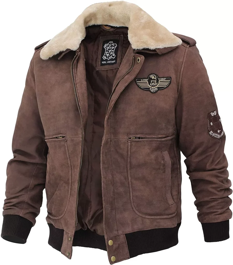 Mens Real Leather B2 Bomber Flight Suede Jacket