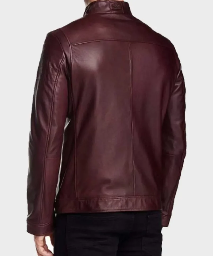 Maroon Aviator Cafe Racer Jacket - Image 2