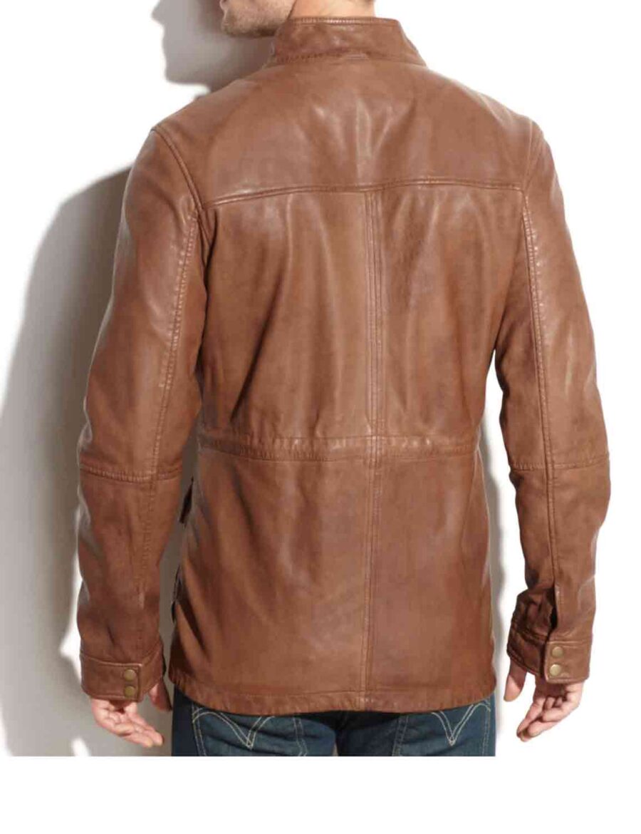 Mens Brown Vintage Leather Jacket - Image 2