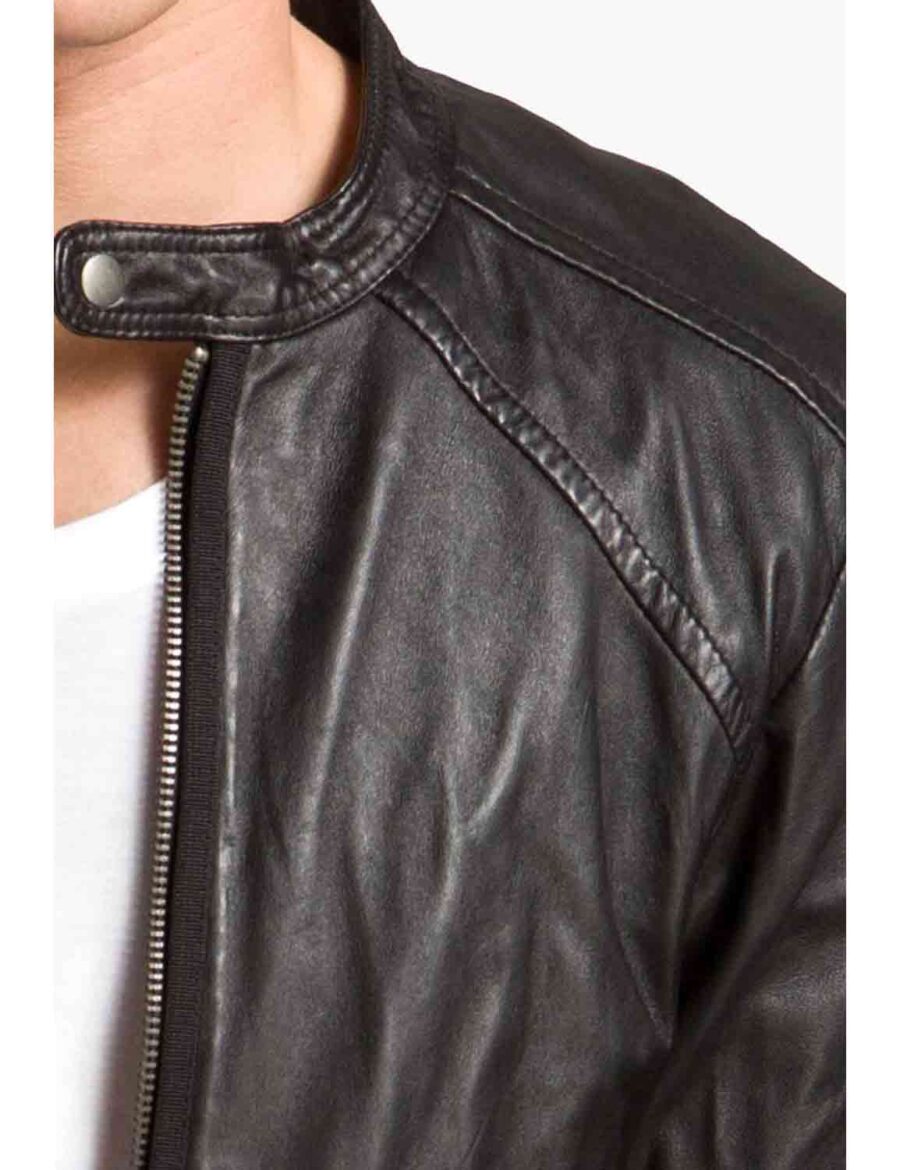 Mens Biker Blackish Brown Jacket - Image 3