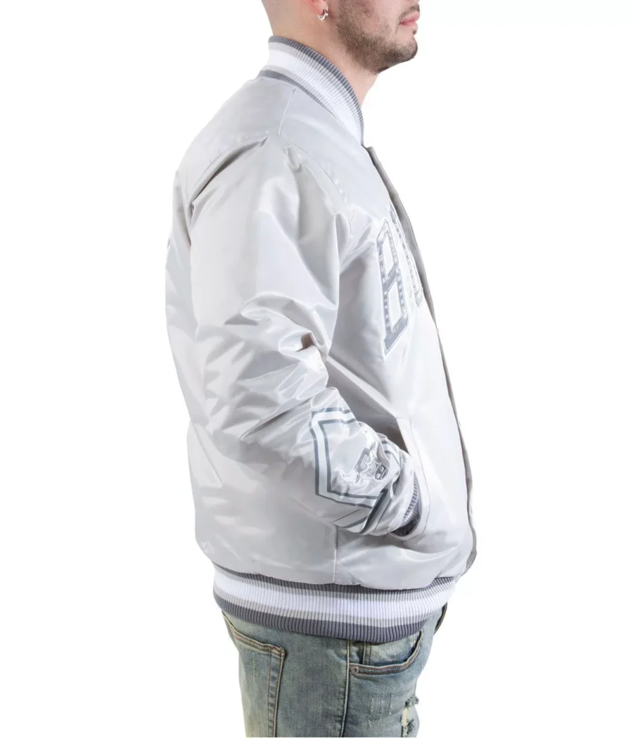 Chicago Bulls Silver Satin Jacket - Image 2