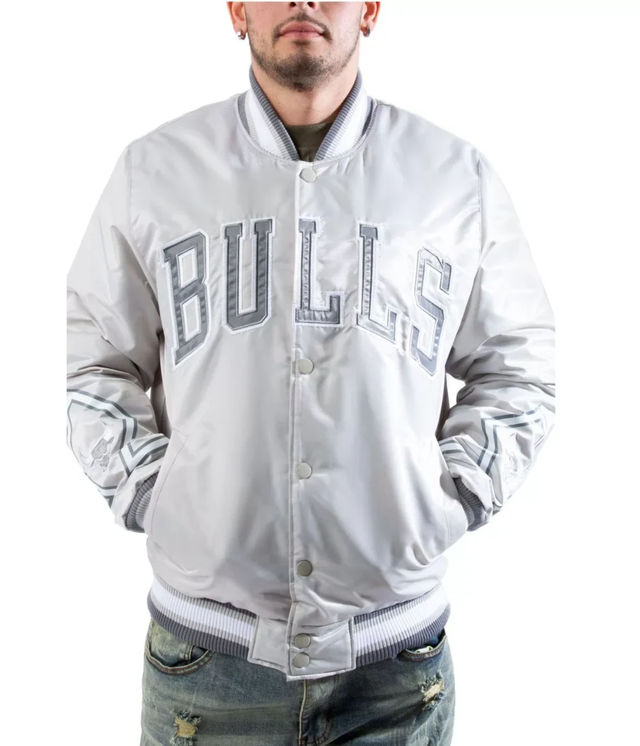 Chicago Bulls Silver Satin Jacket