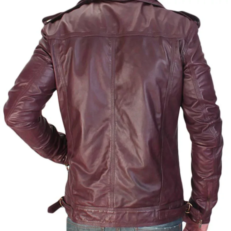 Mens Maroon Double Collar Jacket - Image 2