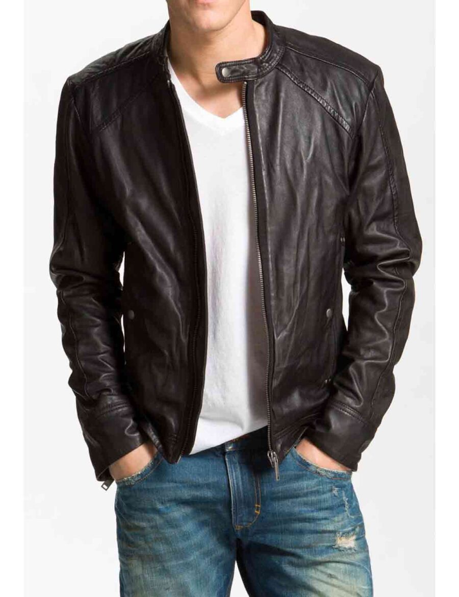 Mens Biker Blackish Brown Jacket