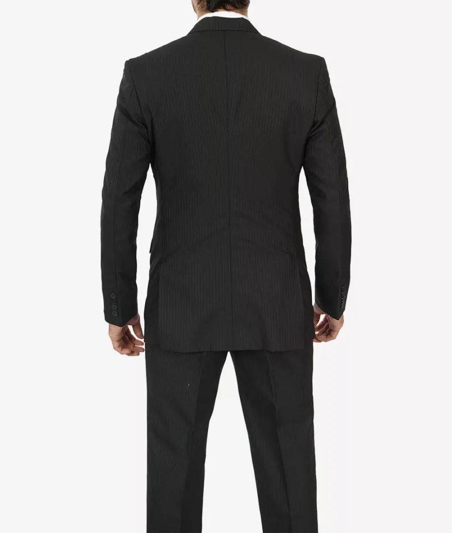 Mens Shelby 3 Piece Black Gangster Pinstripe Suit - Image 6