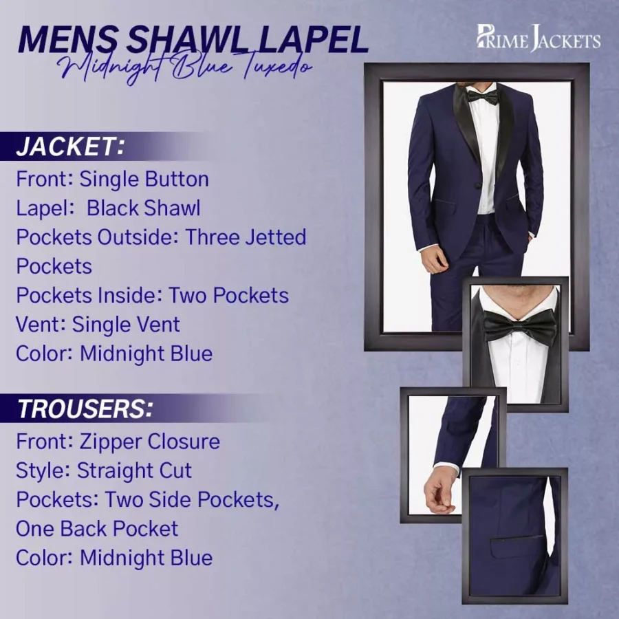 Shawl Lapel Midnight Blue Tuxedo - Image 2