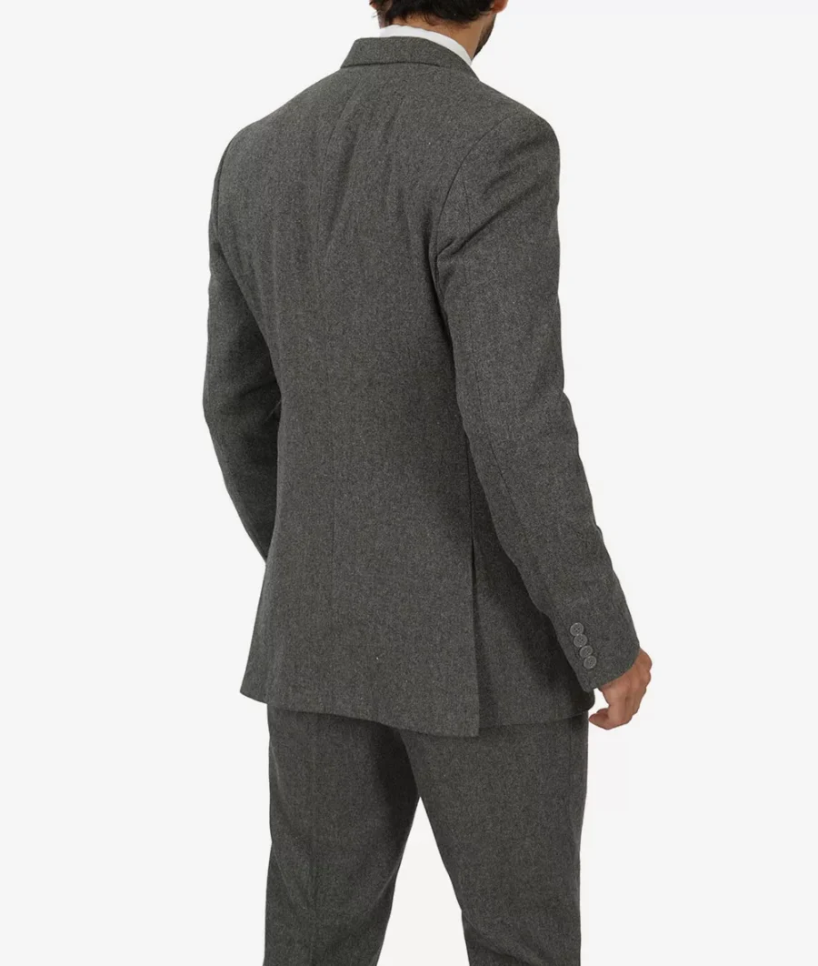 Two Button Gangster Grey 3 Piece Suit - Image 4