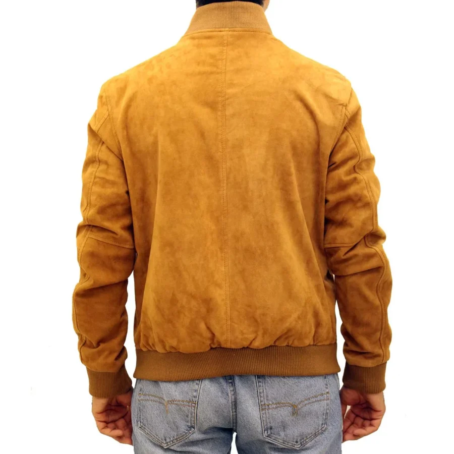 Men’s Letterman Yellow Suede Jacket - Image 3